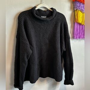 Anthro Black Mock Neck Sweater